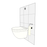 Vector image of modern toilet with cistern behind wall