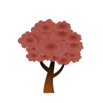 Red silhouette vector graphics of a wood tree