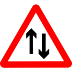 Two way ahead road sign