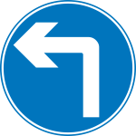 Turn ahead road sign