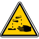 Vector drawing of triangular acid burns warning sign