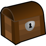 Vector image of closed wooden chest with a lock