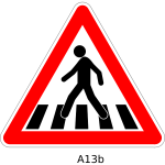 Pedestrian crossing traffic warning sign vector drawing