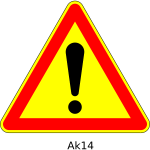 Vector drawing of danger ahead triangular temporary road sign