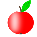 Red apple vector image with a green leaf