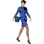 Vector drawing of business woman in a blue suit