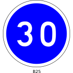 Vector clip art of 30mph speed limitation blue round French roadsign