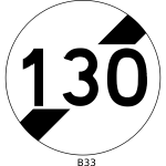 Vector image of end of 130mph speed limit road sign