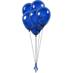 Vector image of blue balloons on strings with ribbon