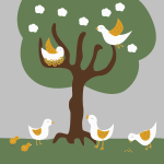 Birds and chickens vector image