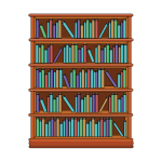 Bookshelf with books image