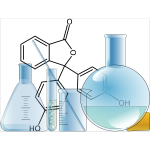 Chemistry instruments with a molecule background vector image