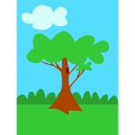 Green tree cartoon art