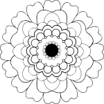 Blooming black and white flower vector clip art