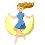 Girl On Crescent Moon