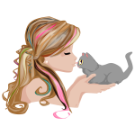 Girl kissing kitten