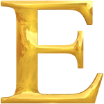 Golden letter E