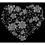 Grayscale Floral Heart 2