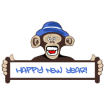 ''Happy New Year'' sign and monkey