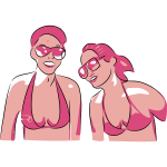 Vector graphics of girls at beach