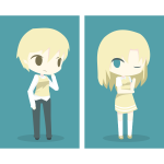 Blonde anime boy and girl