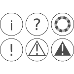 Vector graphics of set of warning notification icons