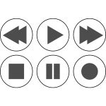 Vector drawing of monochrome media player buttons