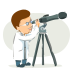 Scientist with binoculars