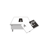 Desk and book next to it vector graphics