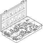 Vector clip art of selection of screws in a container