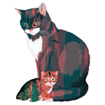 Kitten And Mother Illustration