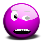 Vector image of purple scared smiley