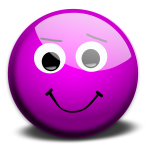 Vector illustration of purple innocent smiley