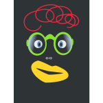 Vector drawing of a face with green glasses