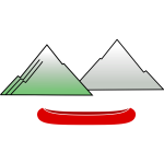 Canoe with mountains