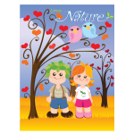 Vector clip art of kids in nature poster