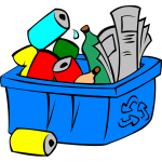 Vector illustration of colorful recycle bin full of waste