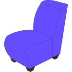 Blue armless chair