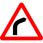 Bend to the right traffic sign vector graphics