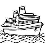 Line art vector drawing of large cruise ship