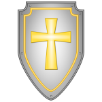 Shiny religious cross shield vector image