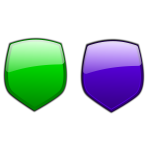 Green and blue shiny shields vector image