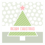 Red and green Christmas tree greeting card vector clip art