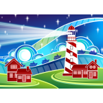 Stylised lighthouse scenery