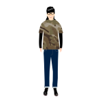 Vector image of trendy guy in t- shirt with camouflage pattern