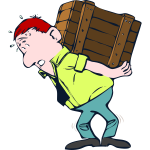 Vector image of man with heavy package on his back