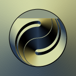 Graphics of ying yang icon in gradual gold color