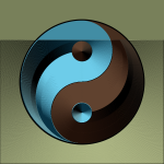 Vector illustration of ying yang sign in gradual blue and brown color