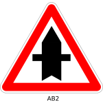 Approaching intersection on road with priority traffic warning sign vector graphics