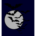 Vector drawing of Halloween bats flying with Moon in background.